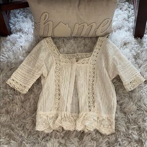 Boho Free People lace button shirt, size S